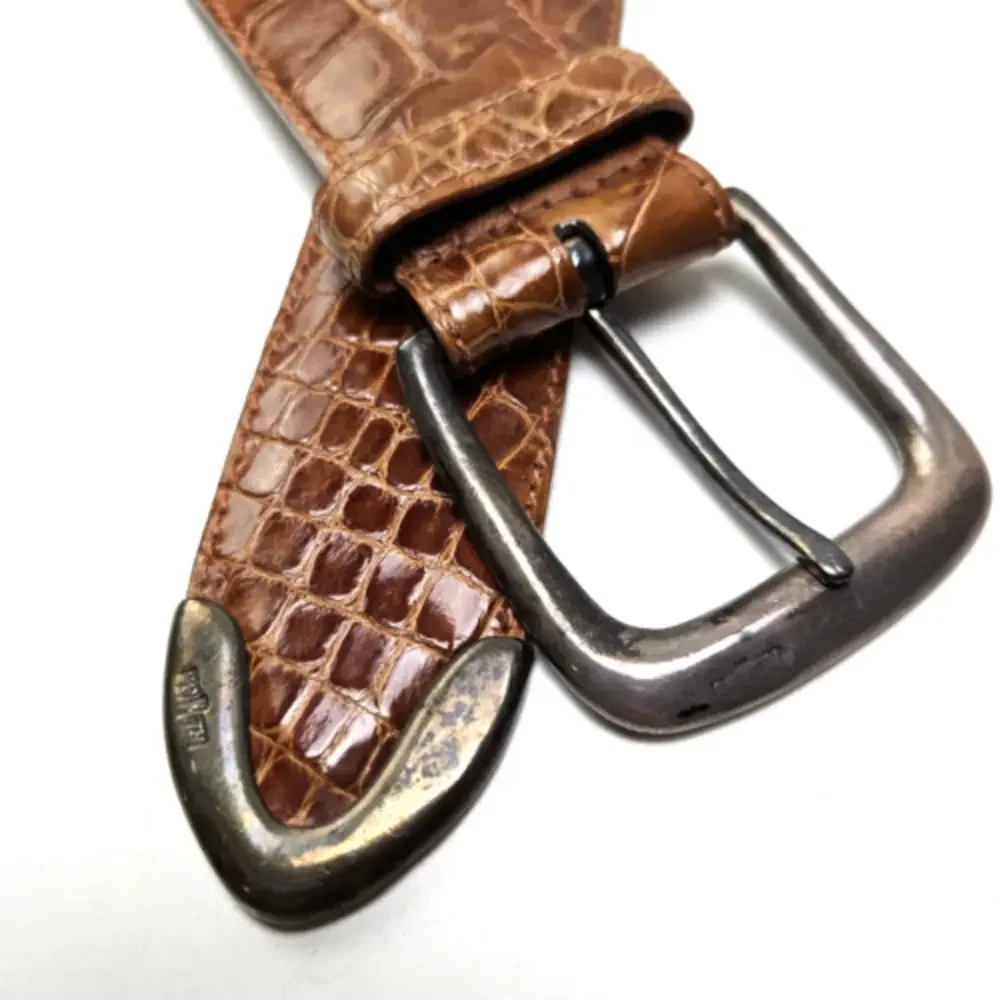 Vintage Ralph Lauren Alligator Leather & Sterling Silver‎ Belt 2268 Men 30 Brown